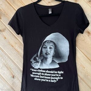 Next Level Apparel Black V-Neck Tee with Iconic Graphic of Marilyn Monroe